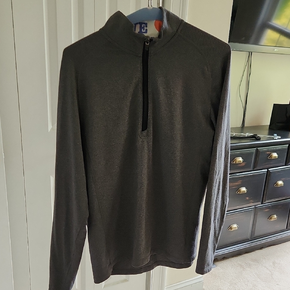 Gray Zip Up Sweater with Mock Neck